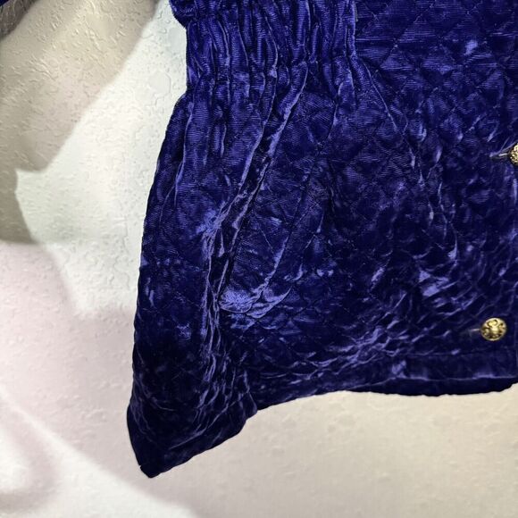 KAOS by Andy Jones Purple quilted velvet Jacket Woman faux fur collar M Vtg - Picture 8 of 13
